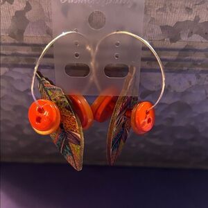 Colorful Hoop Earrings with Orange Accents